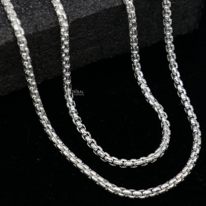 Sterling silver Rolo chain necklace by Tribal Ornaments, delicate and high-quality unisex jewelry, perfect for gifting.