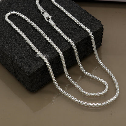 Delicate 925 sterling silver Rolo chain necklace by Tribal Ornaments, unisex high-quality solid silver jewelry.