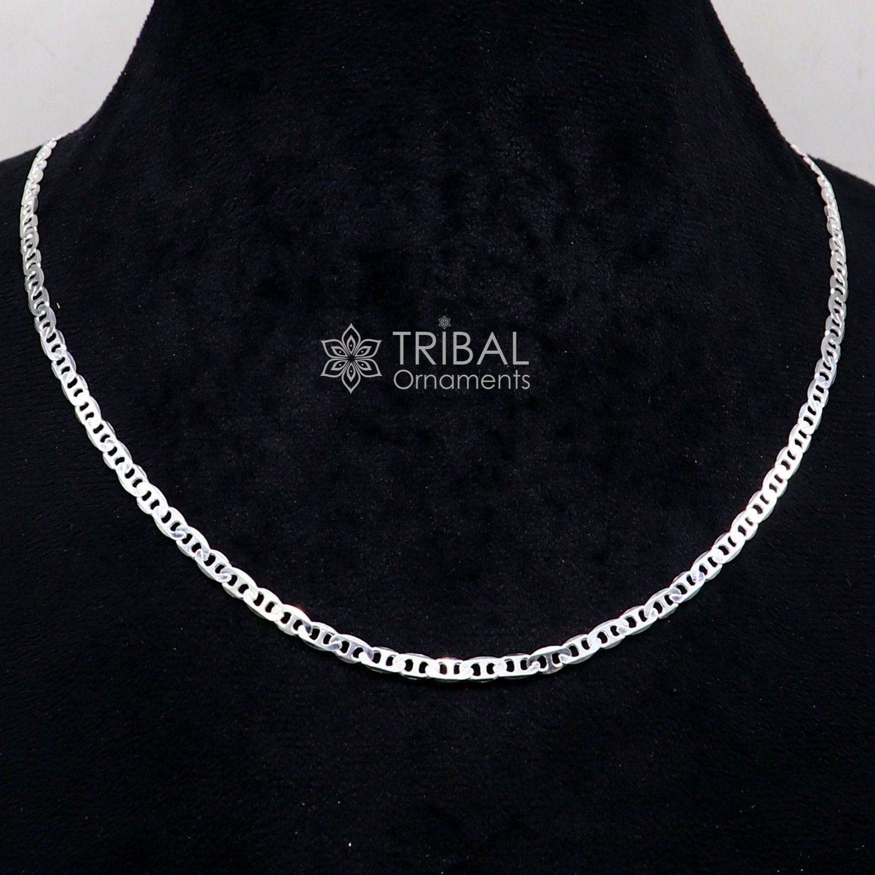 24" 4MM 925 sterling silver handmade solid fancy stylish silver chain necklace Nawabi chain best gifting jewelry from India ch241 - TRIBAL ORNAMENTS