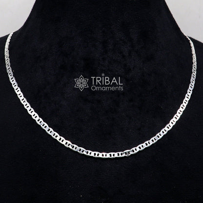 24-inch 4mm sterling silver Nawabi chain necklace from Tribal Ornaments, stylish handmade men's jewelry in solid silver design.
