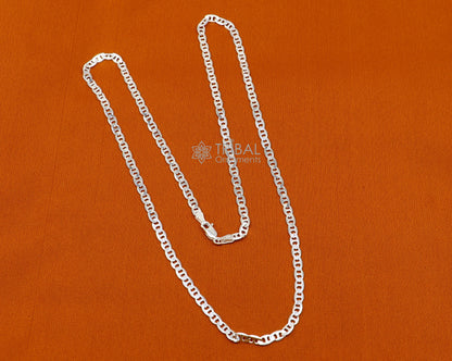 24-inch 4mm sterling silver Nawabi chain necklace by TRIBAL ORNAMENTS, handmade stylish men's jewelry, solid silver gift accessory