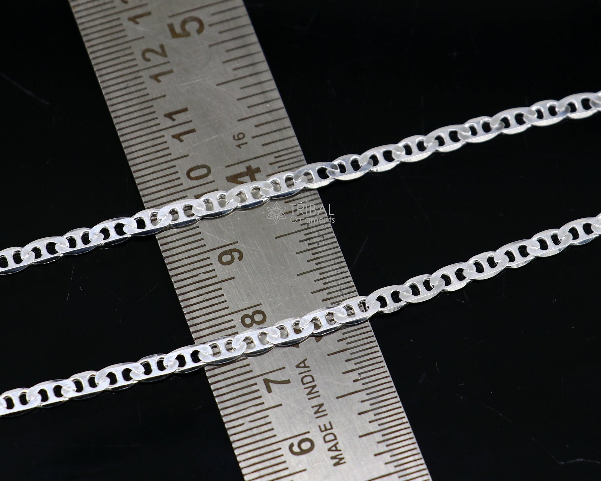 24" 4MM 925 sterling silver handmade solid fancy stylish silver chain necklace Nawabi chain best gifting jewelry from India ch241 - TRIBAL ORNAMENTS