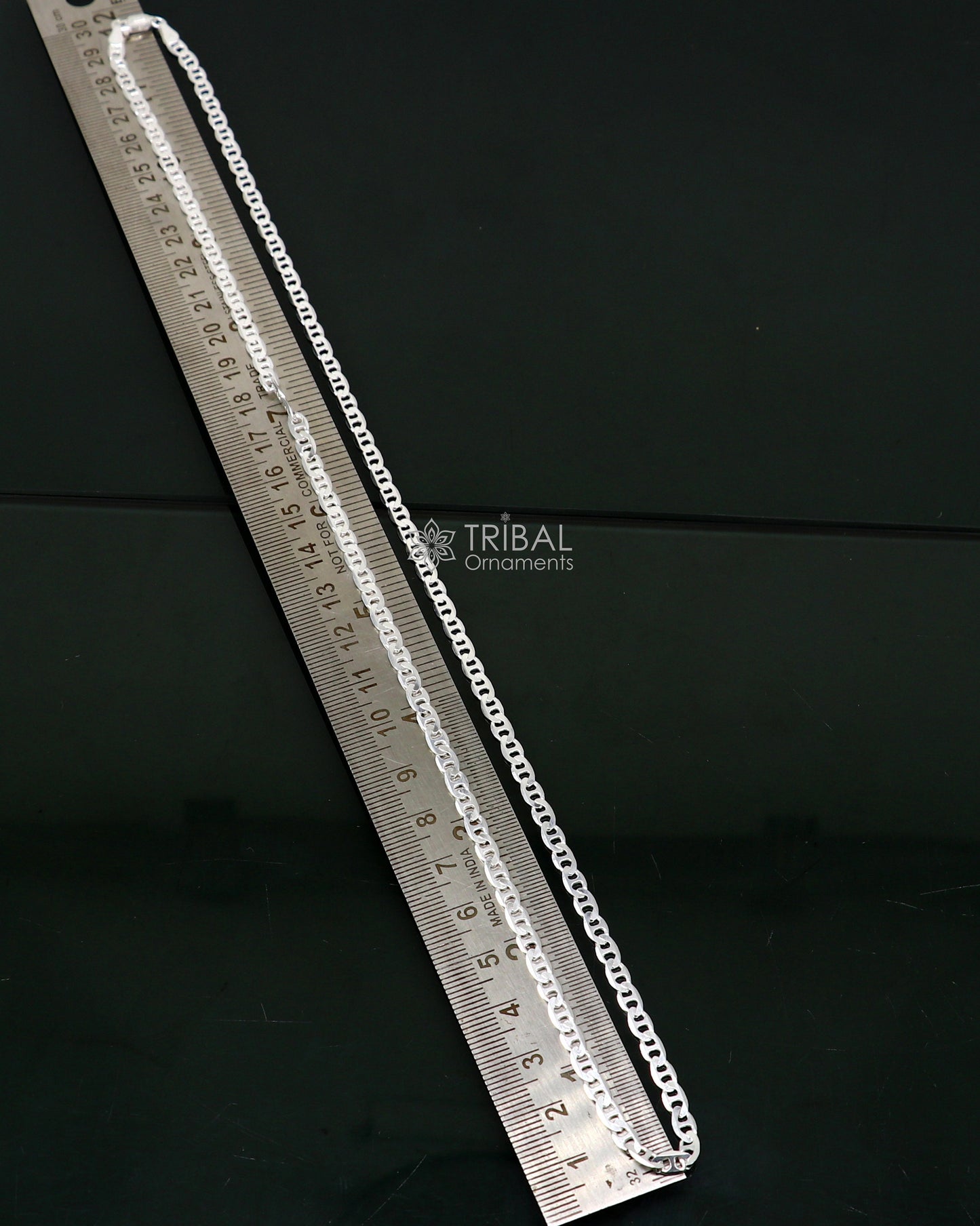 24" 4MM 925 sterling silver handmade solid fancy stylish silver chain necklace Nawabi chain best gifting jewelry from India ch241 - TRIBAL ORNAMENTS