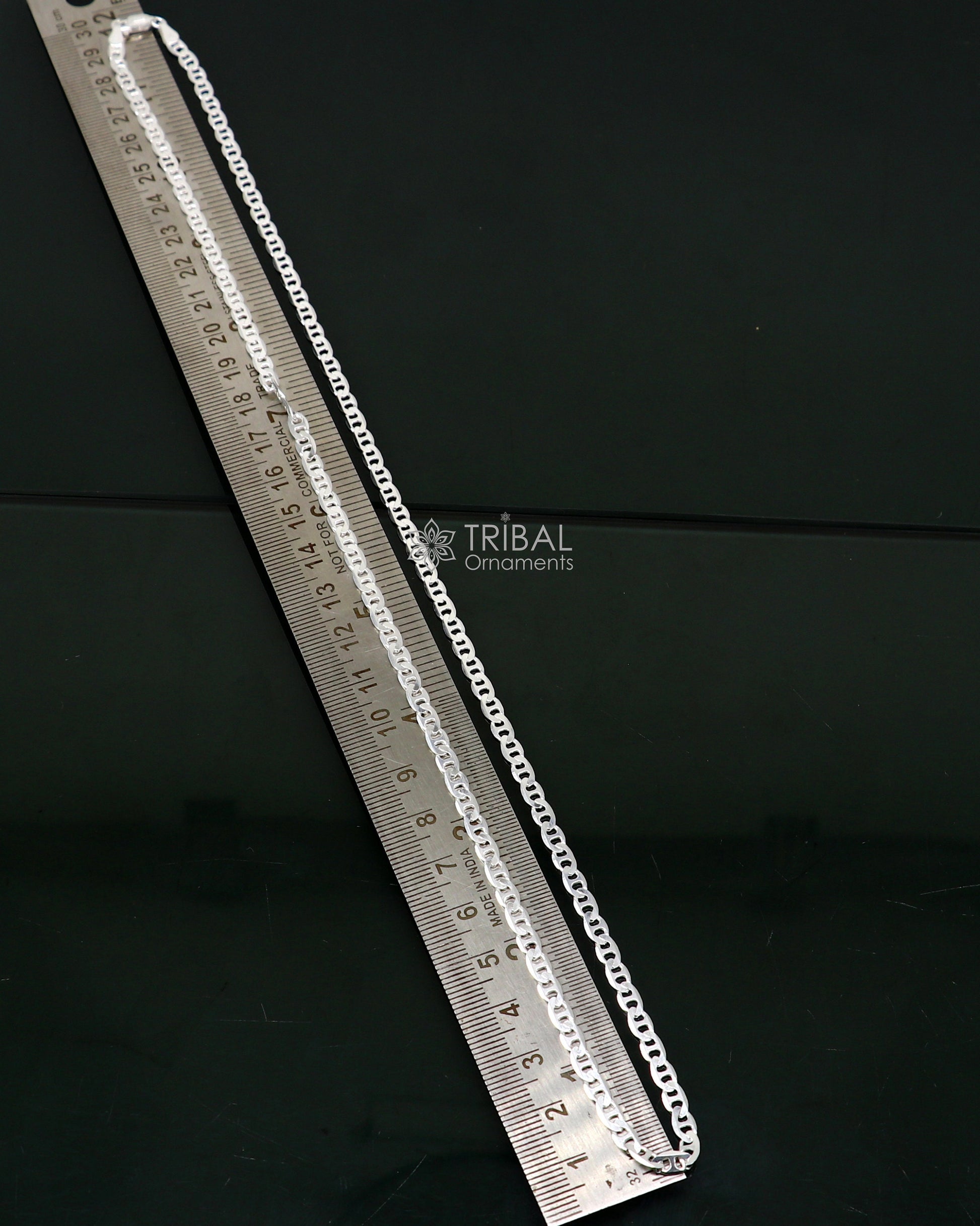 24" 4MM 925 sterling silver handmade solid fancy stylish silver chain necklace Nawabi chain best gifting jewelry from India ch241 - TRIBAL ORNAMENTS