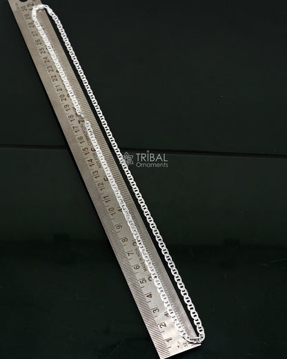 Sterling silver Nawabi chain necklace, 24 inches, 4mm thick, handmade stylish jewelry for men from Tribal Ornaments.