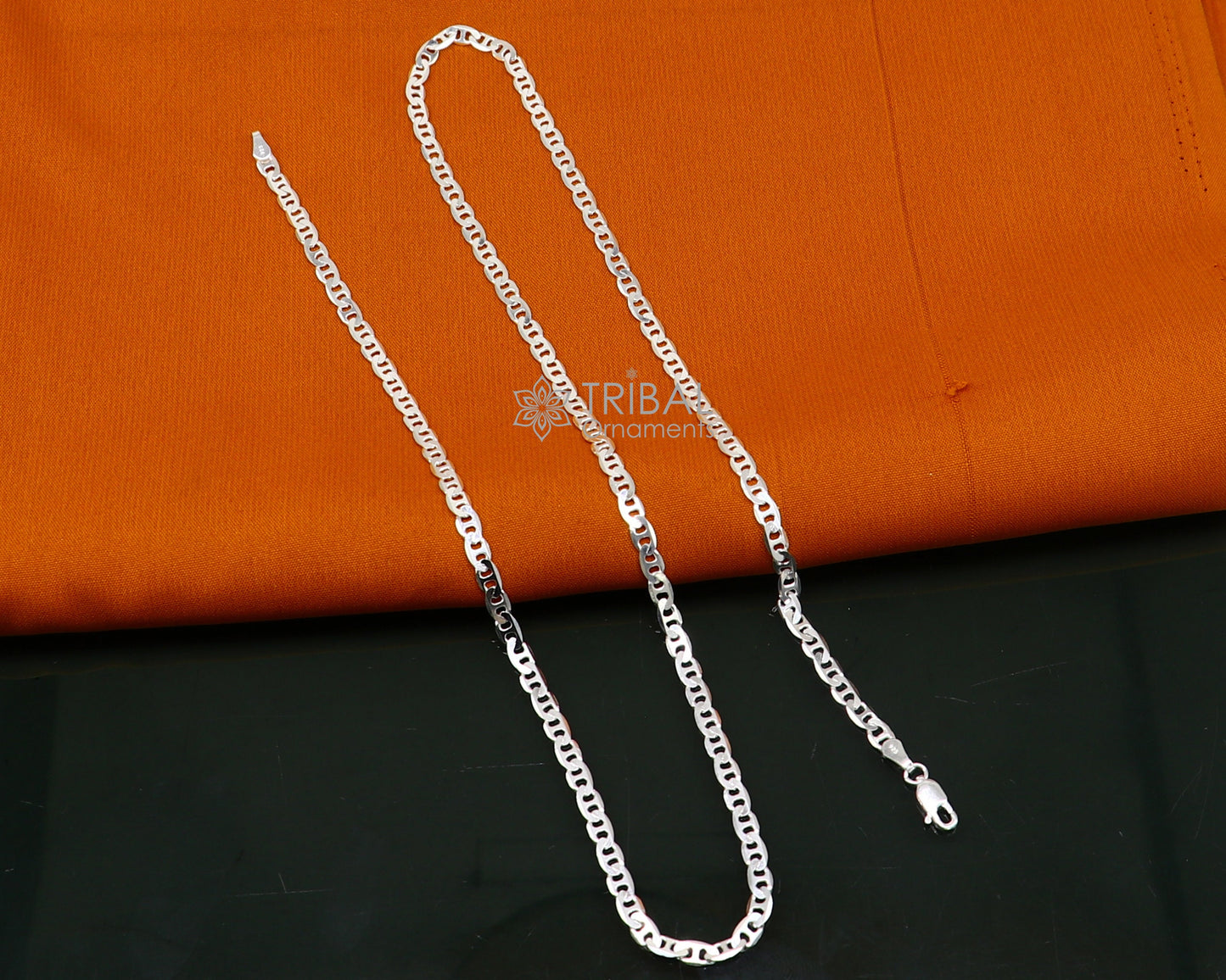 24" 4MM 925 sterling silver handmade solid fancy stylish silver chain necklace Nawabi chain best gifting jewelry from India ch241 - TRIBAL ORNAMENTS