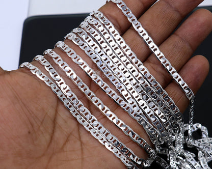 Stylish 24-inch 4mm 925 sterling silver Nawabi chain necklace by Tribal Ornaments, handcrafted men's jewelry for gifting.