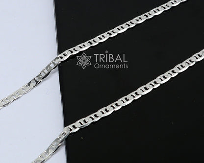 24-inch 4mm sterling silver Nawabi chain necklace by Tribal Ornaments, showcasing a stylish handmade men's jewelry piece.