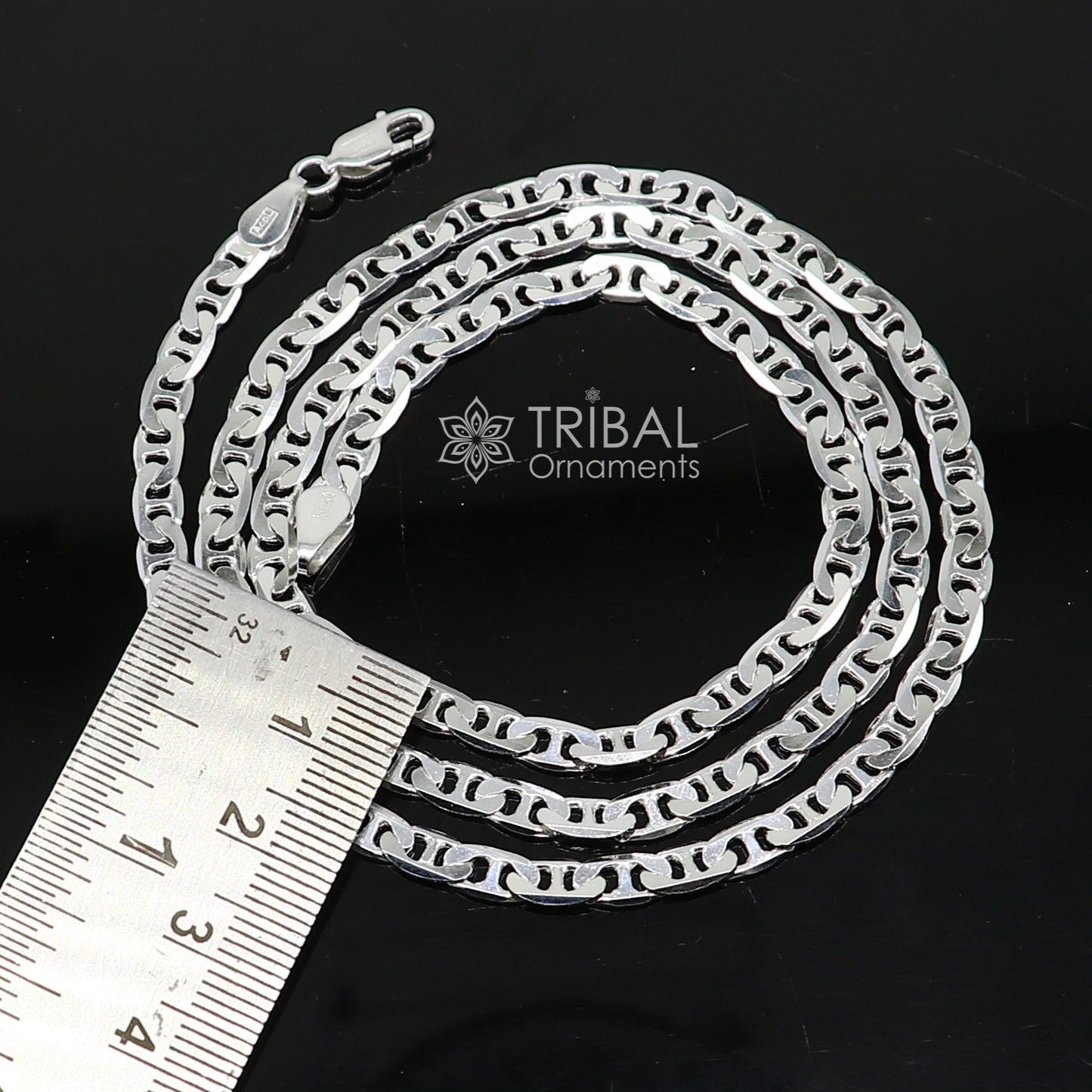 24" 4MM 925 sterling silver handmade solid fancy stylish silver chain necklace Nawabi chain best gifting jewelry from India ch243 - TRIBAL ORNAMENTS
