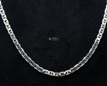 24-inch 4mm TRIBAL ORNAMENTS sterling silver Nawabi chain for men, handmade stylish jewelry, perfect for gifting