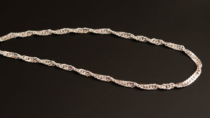 24-inch solid sterling silver Cuban link chain necklace by TRIBAL ORNAMENTS, handmade, stylish jewelry for daily wear and gifting.