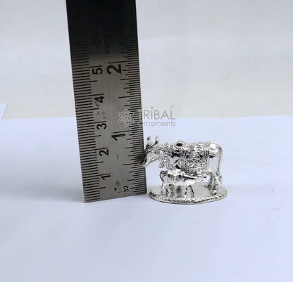 25 grams Divine cow with calf 925 sterling silver soled Kamdhenu cow, deity's cow, wishing cow, silver worshipping puja art616 - TRIBAL ORNAMENTS