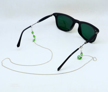 Sterling silver 25-inch cuban link chain by TRIBAL ORNAMENTS, stylish eyeglass and mask chain for women, durable and fashionable.