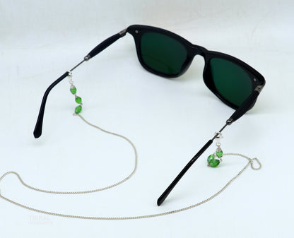 Sterling silver 25-inch Cuban link chain by Tribal Ornaments, stylish eyeglass and mask chain for women, with a sleek, polished design.