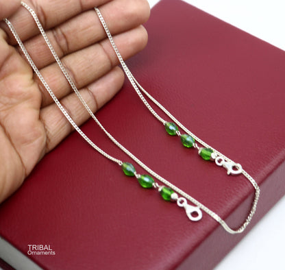 Sterling silver 25-inch Cuban link chain by Tribal Ornaments, stylish eyeglass and mask chain for women.