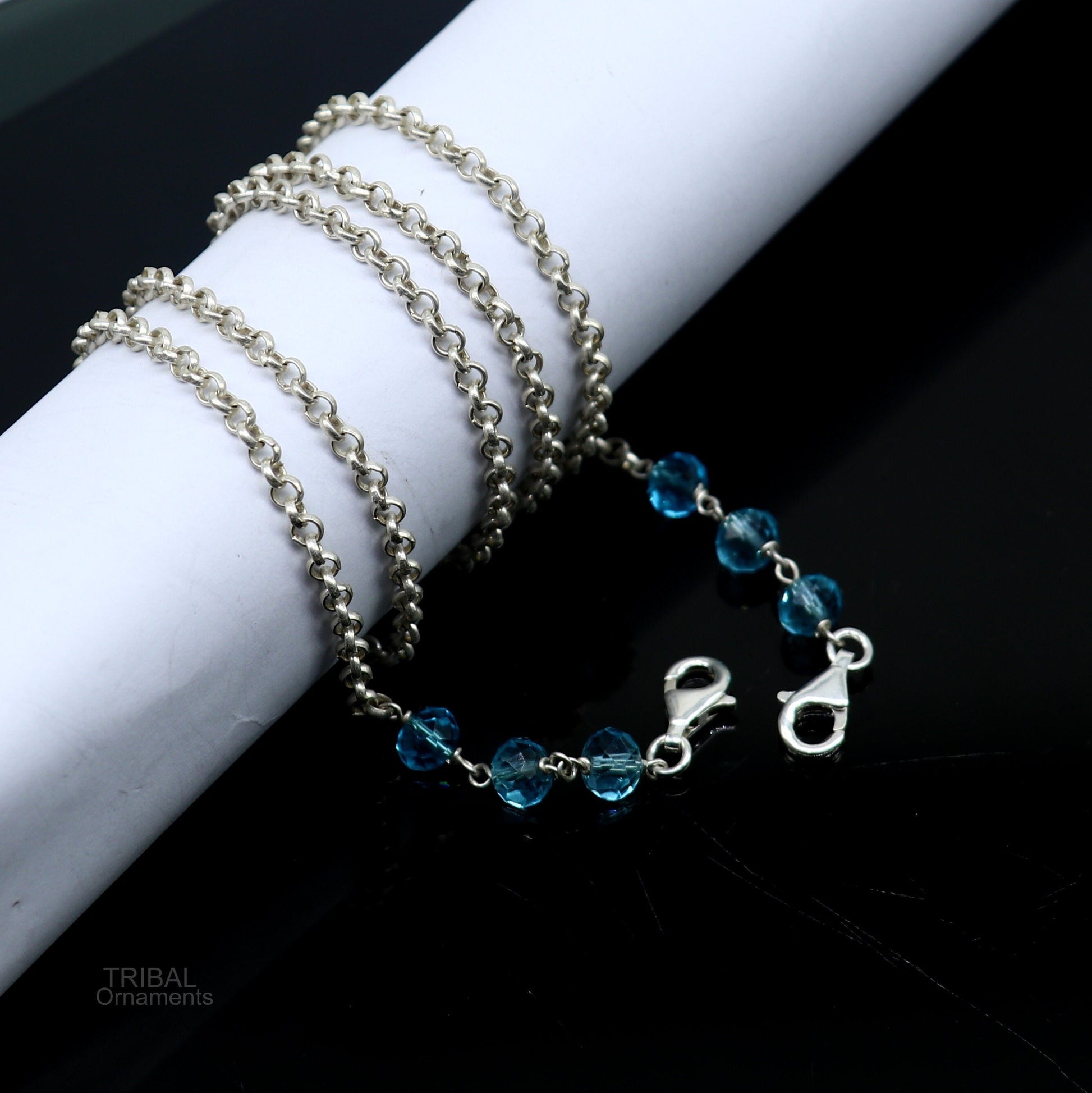 Sterling silver 26-inch face mask and eyeglass chain with rolo links, stylish accessory for women by TRIBAL ORNAMENTS.