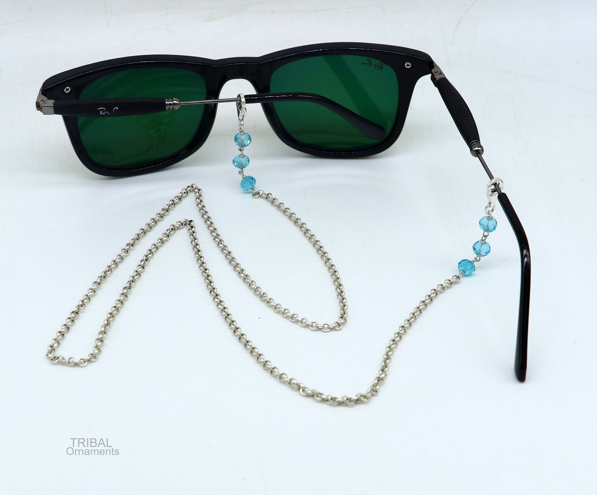 Sterling silver 26-inch face mask chain with rolo links, stylish eyeglass and sunglass cord for women.