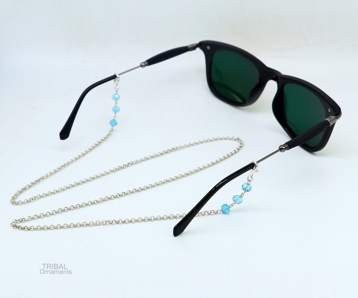 Sterling silver 26-inch face mask chain with rolo links, stylish eyeglass and sunglass cord for women.