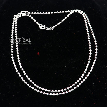 Sterling silver 2mm beaded ball chain anklet by TRIBAL ORNAMENTS, lightweight delicate jewelry perfect for belly dance or casual wear.