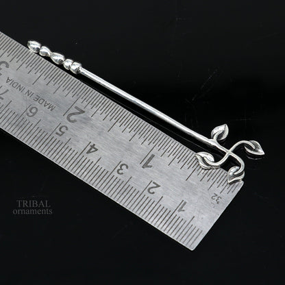 Handmade 3-inch solid 925 sterling silver kumkum sticks, eyeliner, kajal, and surma sticks with vintage bridal style.