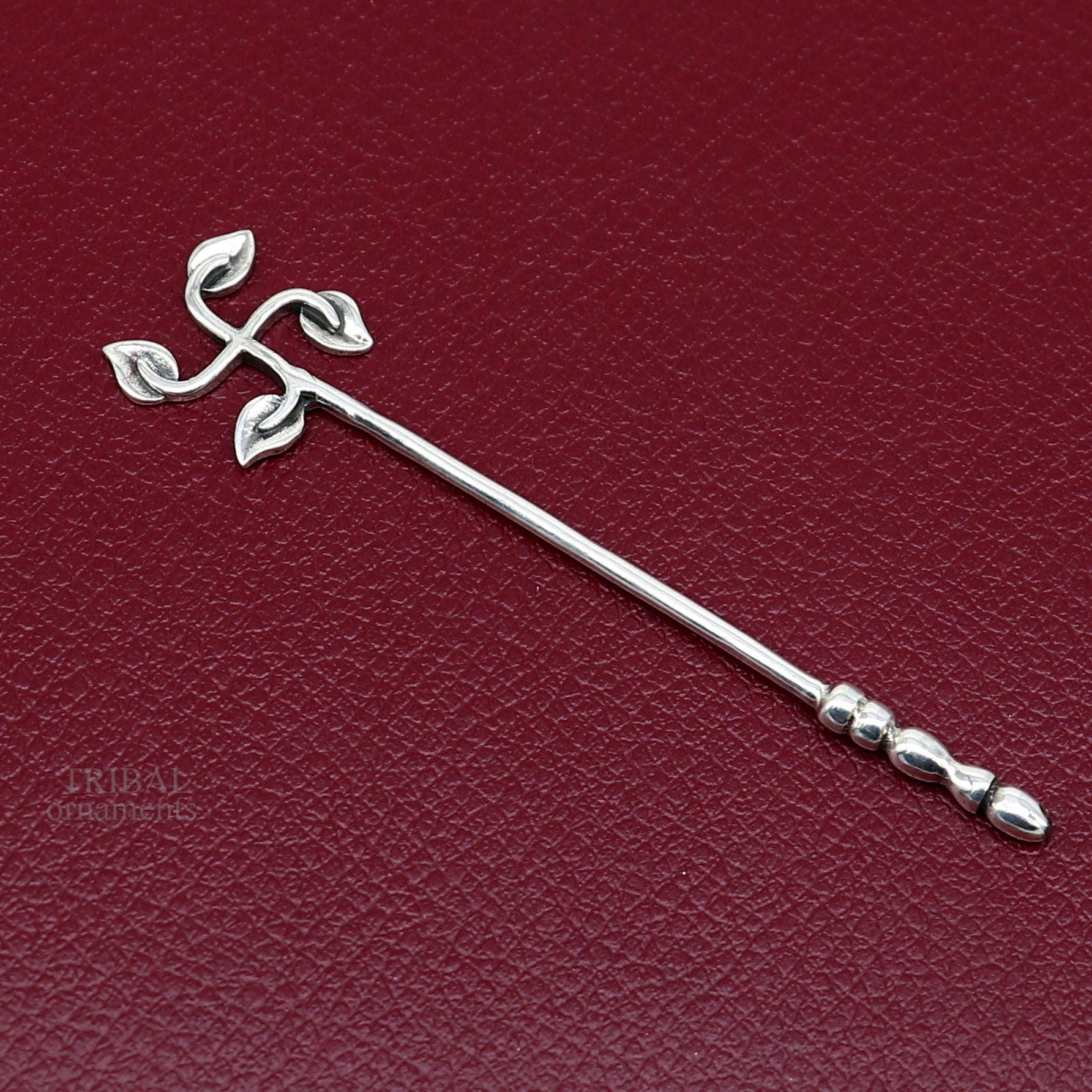 2.9" inches long handmade solid 925 sterling silver kumkum sticks, eyeliner stick, kajal stick, surma stick, brides vintage style gift su655 - TRIBAL ORNAMENTS