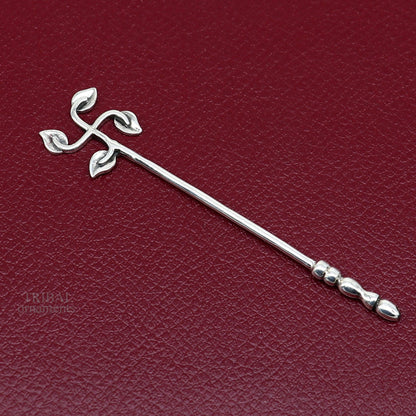 Handmade 3-inch solid 925 sterling silver kumkum sticks, eyeliner, kajal, surma sticks in vintage bridal style, by TRIBAL ORNAMENTS.