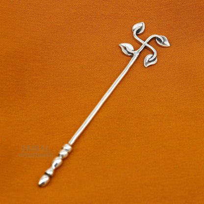 Handmade 3-inch solid 925 sterling silver kumkum and eyeliner sticks, vintage style bridal surma and kajal sticks by Tribal Ornaments.