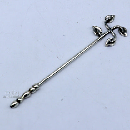 Handmade 3-inch solid 925 sterling silver kumkum sticks, eyeliner, kajal, or surma sticks with vintage bridal style by TRIBAL ORNAMENTS