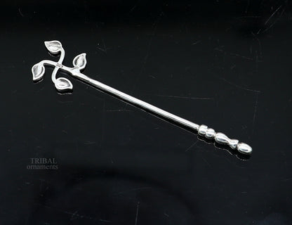 Handmade 3-inch solid 925 sterling silver kumkum, eyeliner, kajal, surma sticks with vintage bridal style by TRIBAL ORNAMENTS.