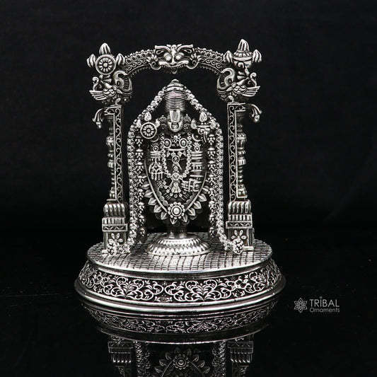 3.5" 925 sterling silver stylish Hindu idol tirupati balaji statue sculpture figurine amazing design Krishna statue gifting jewelry art604 - TRIBAL ORNAMENTS
