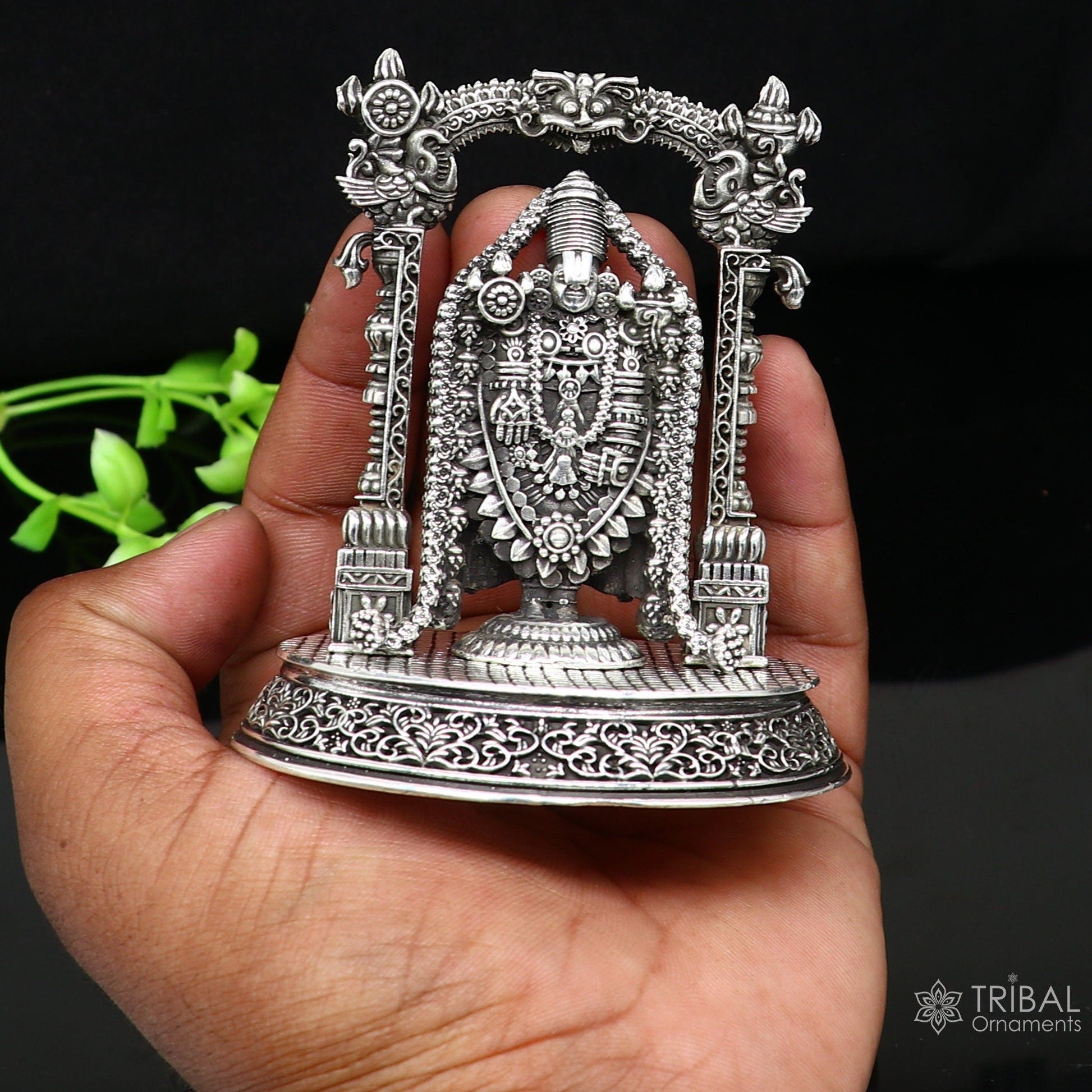 3.5" 925 sterling silver stylish Hindu idol tirupati balaji statue sculpture figurine amazing design Krishna statue gifting jewelry art604 - TRIBAL ORNAMENTS