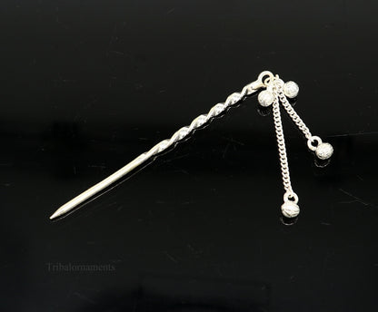 Handmade solid sterling silver eyeliner stick with intricate design, perfect for traditional kajal and surma application.