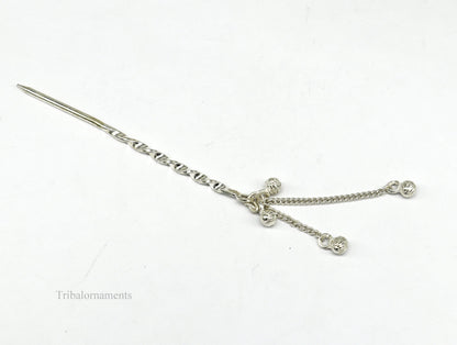 Handmade sterling silver eyeliner stick, 3.5 inches long, featuring traditional kajal and surma style for vintage bridal looks.