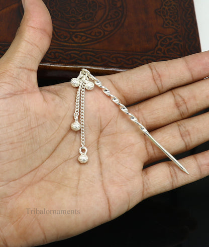 Handmade sterling silver eyeliner stick, 3.5 inches, vintage style kajal and surma stick for brides, crafted by TRIBAL ORNAMENTS.