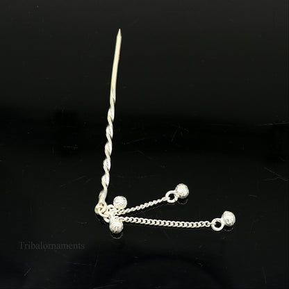 Handmade sterling silver eyeliner stick with intricate designs, suitable for vintage bridal styles and traditional kajal application.