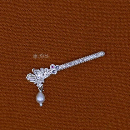 3.5cm" Flute divine 925 sterling silver handmade peacock design idol Krishna flute, silver bansuri, laddu Gopala flute, Krishna flute su1261 - TRIBAL ORNAMENTS