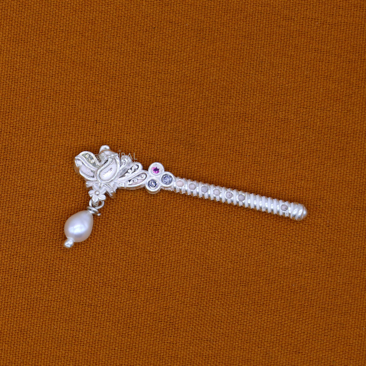 3.5cm" Flute divine 925 sterling silver handmade peacock design idol Krishna flute, silver bansuri, laddu Gopala flute, Krishna flute su1261 - TRIBAL ORNAMENTS