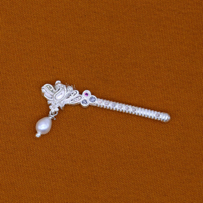 3.5cm" Flute divine 925 sterling silver handmade peacock design idol Krishna flute, silver bansuri, laddu Gopala flute, Krishna flute su1261 - TRIBAL ORNAMENTS