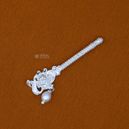Handmade 3.5cm sterling silver Krishna flute with peacock design, featuring Gopala idol and traditional bansuri style.