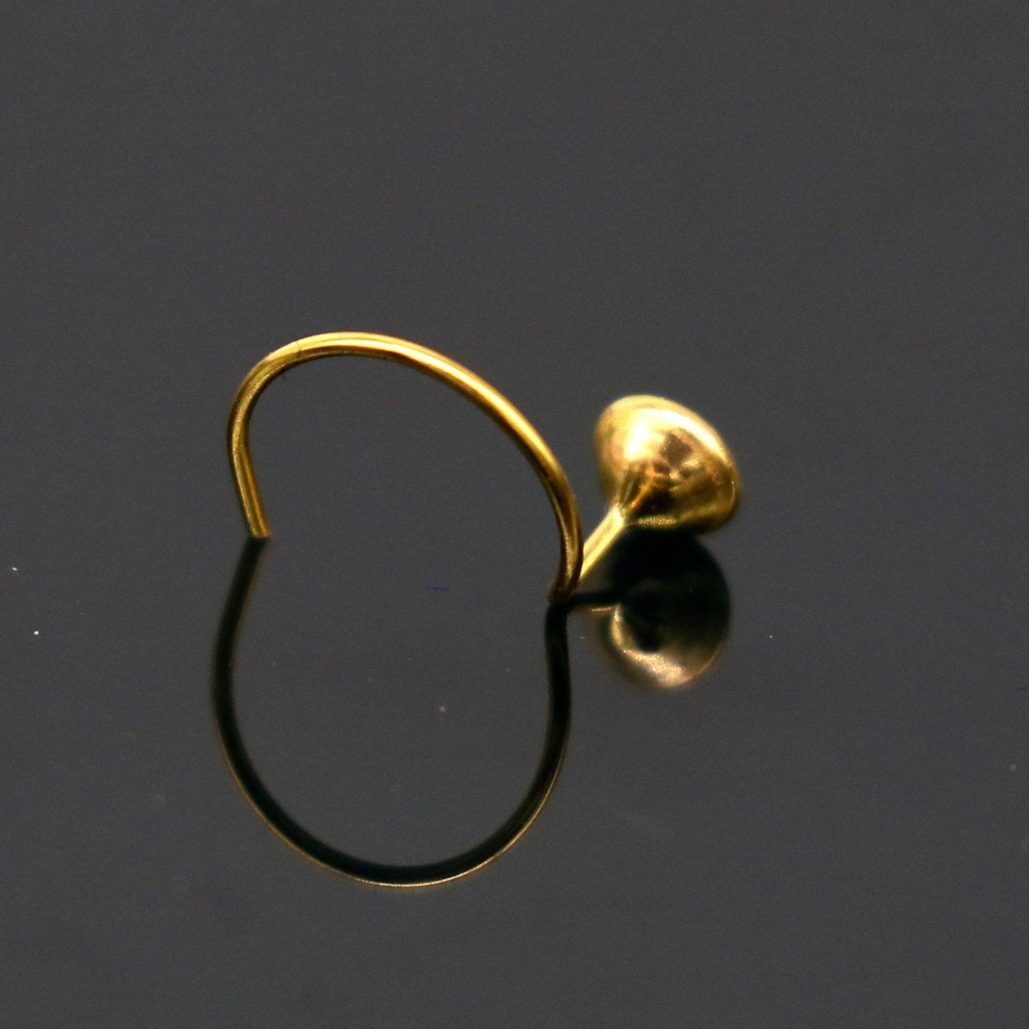 3.5mm 18 kt yellow gold fabulous nose pin, excellent single cz stone nose pin, stunning design gifting gold jewelry for girl's women's gnp40 - TRIBAL ORNAMENTS