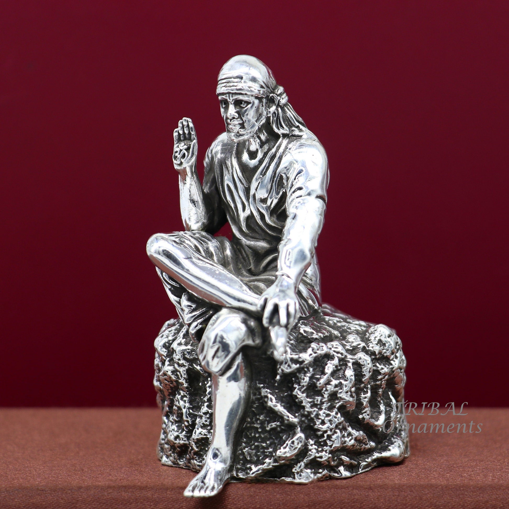 3" 925 sterling silver handmade Divine Hindu idol deity Sai Baba statue murti divine Statue Sculpture figurine puja article gifting art576 - TRIBAL ORNAMENTS