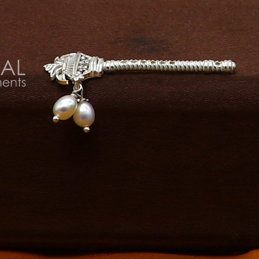 3.cm" Flute divine 925 sterling silver handmade kalash design idol Krishna flute, silver bansuri, laddu Gopala flute, Krishna flute su1257 - TRIBAL ORNAMENTS