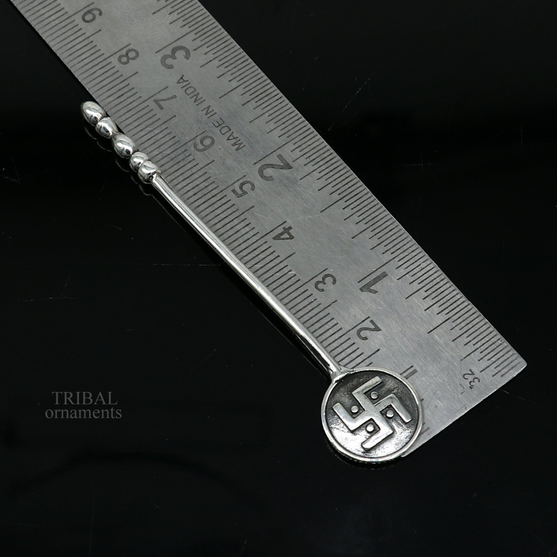 3" inches long handmade solid 925 sterling silver kum kum sticks, eyeliner stick, kajal sticks, surma stick, brides vintage style gift su653 - TRIBAL ORNAMENTS