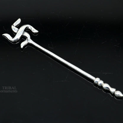 Handmade 3-inch solid 925 sterling silver kumkum, eyeliner, kajal, surma sticks with vintage bride style, from TRIBAL ORNAMENTS.