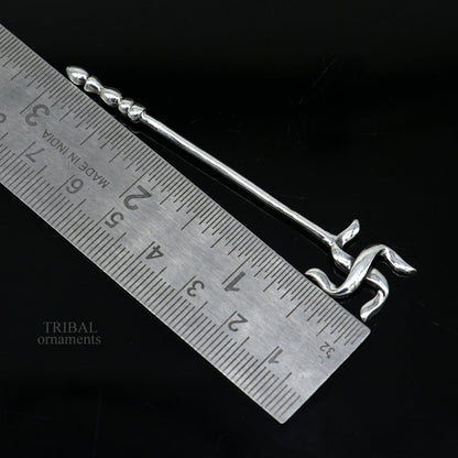 Handmade 3-inch solid sterling silver kumkum, eyeliner, kajal, surma sticks with vintage bride style by TRIBAL ORNAMENTS.