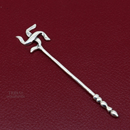 Handmade 3-inch solid 925 sterling silver kumkum, eyeliner, kajal, and surma sticks in vintage style for brides.