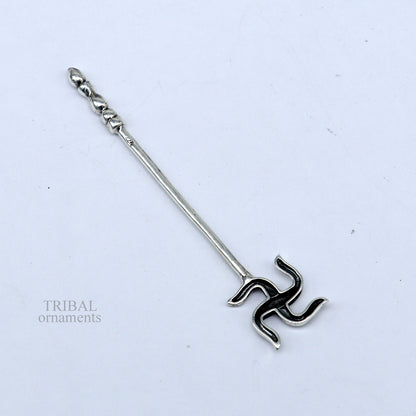 Handmade 3-inch solid 925 sterling silver kumkum, eyeliner, kajal, surma sticks in vintage bridal style by TRIBAL ORNAMENTS.