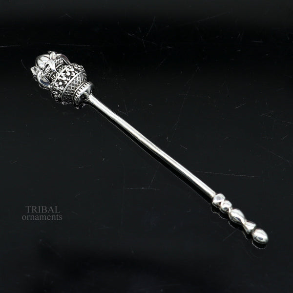 Handmade 3-inch solid 925 sterling silver kumkum sticks, eyeliner, kajal, surma, vintage style for brides, by Tribal Ornaments.
