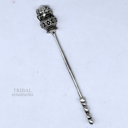 Handmade 3-inch solid 925 sterling silver kumkum, eyeliner, kajal, and surma sticks for brides in vintage style.