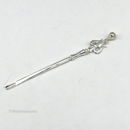 Handmade 3-inch sterling silver kum kum sticks, eyeliner and kajal sticks with vintage bridal style, crafted by Tribal Ornaments.